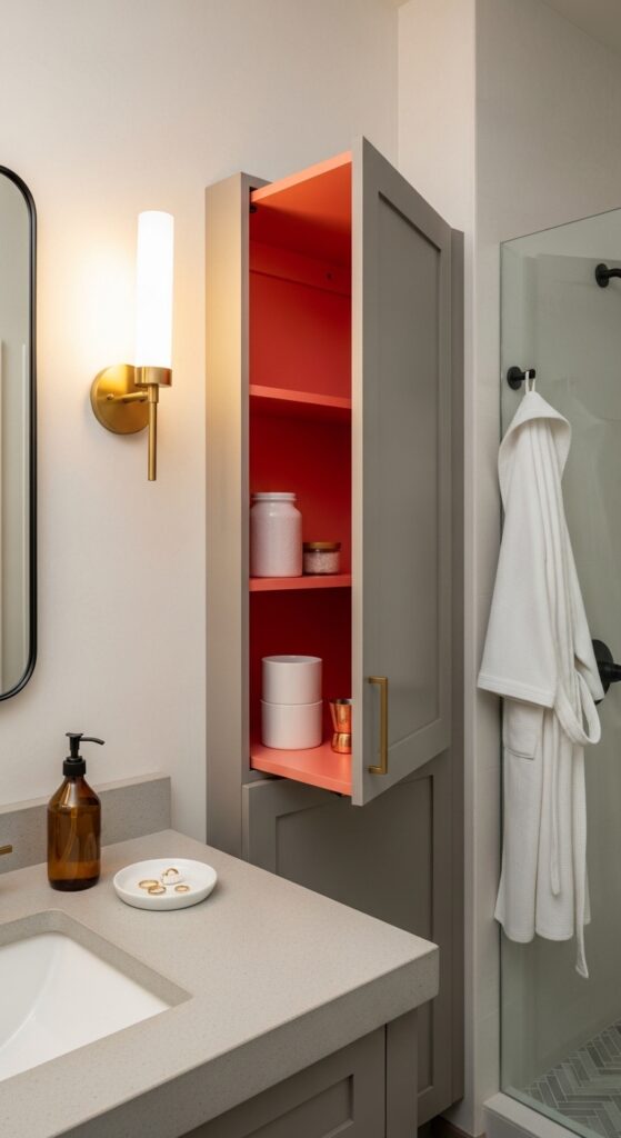 Color-Blocked Cabinet Doors with Painted Interior Surprise
