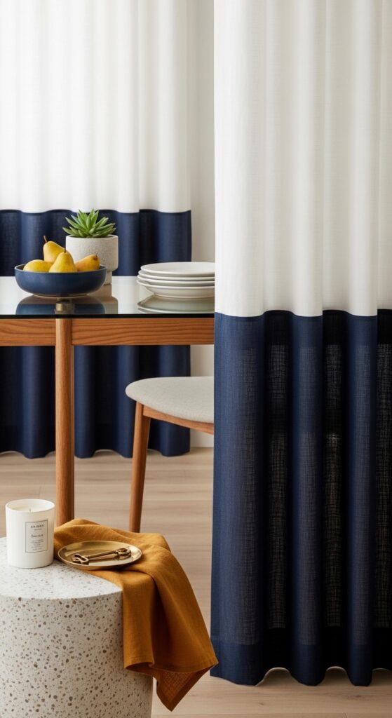 Color-Blocked Curtains with a Two-Tone Statement