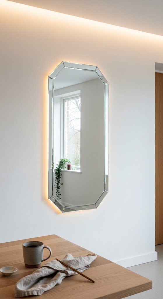 Frameless Beveled Mirror with Minimalist Appeal