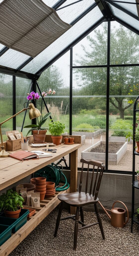 Greenhouse Studio with Potting Bench Workspace