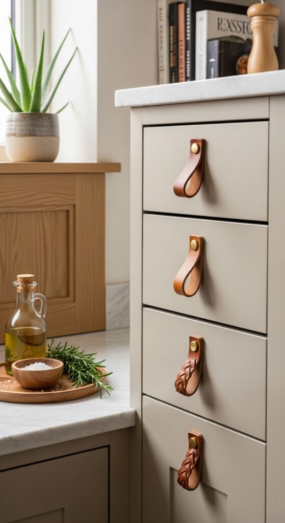 Leather or Rope Cabinet Pulls for Organic Warmth