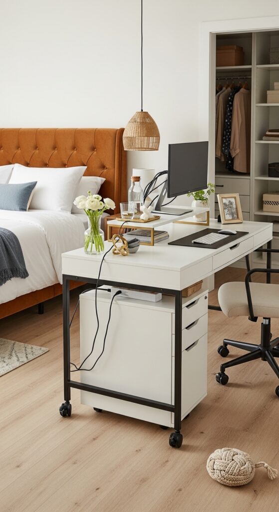 Rolling Desk That Moves to Closet When Guests Visit