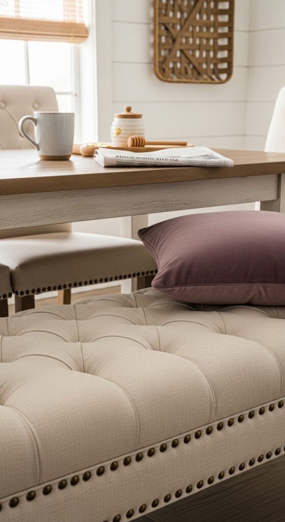 Tufted Dining Bench with Nailhead Trim