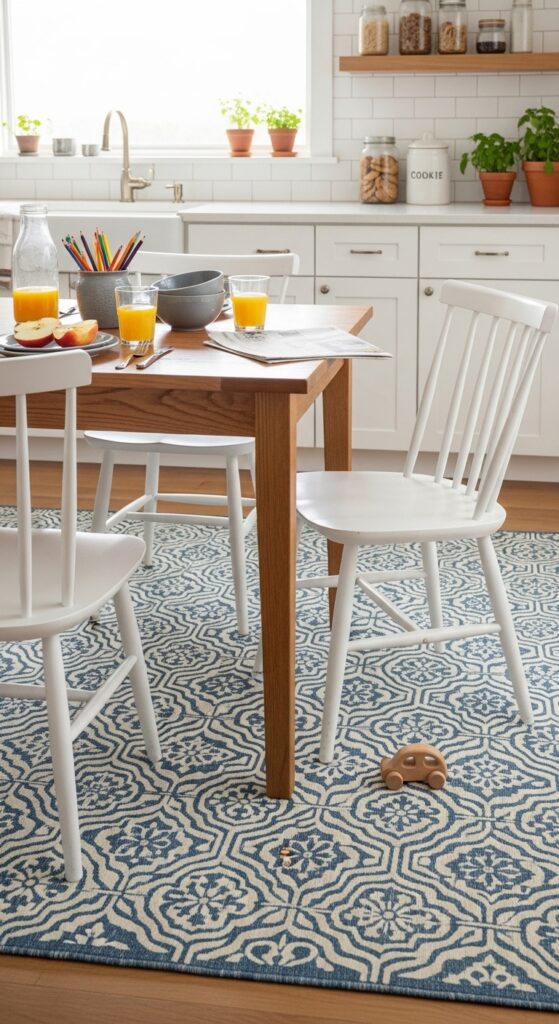 Washable Cotton Rug for Family Dining Rooms
