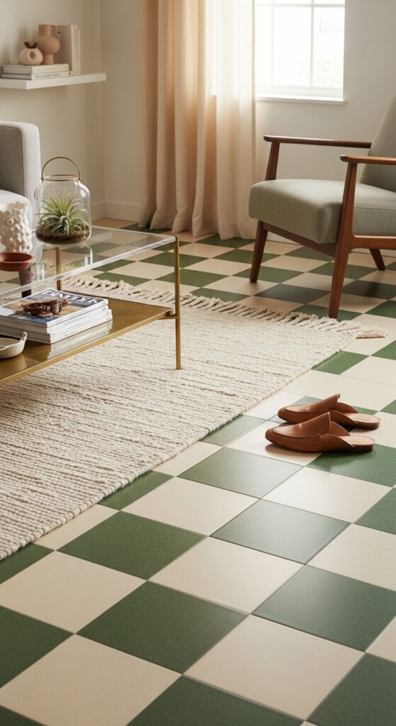 Checkerboard Flooring in Unexpected Color Combos