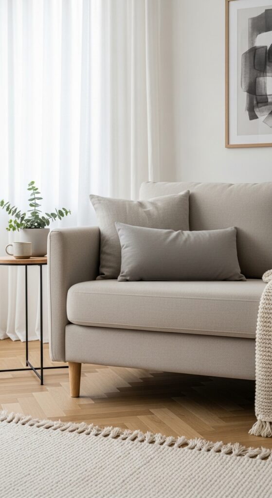 Low-Profile Sofa in Natural Linen
