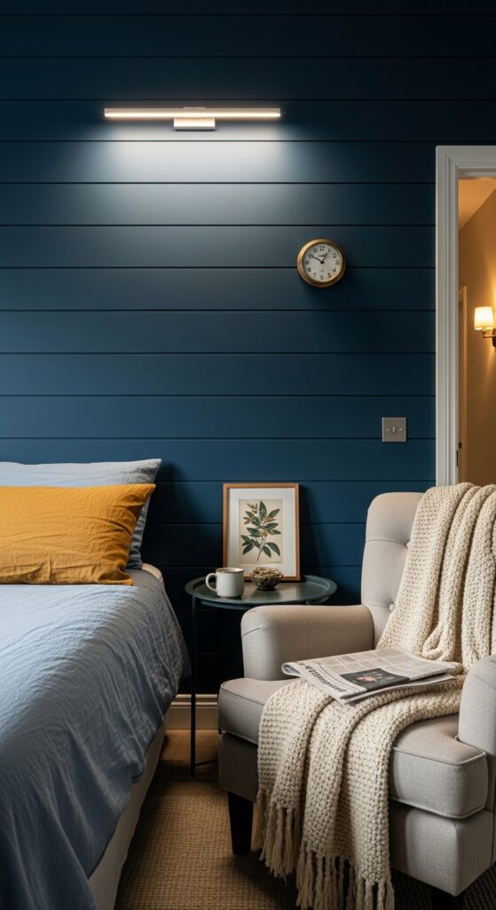 Midnight Blue Shiplap Feature Wall