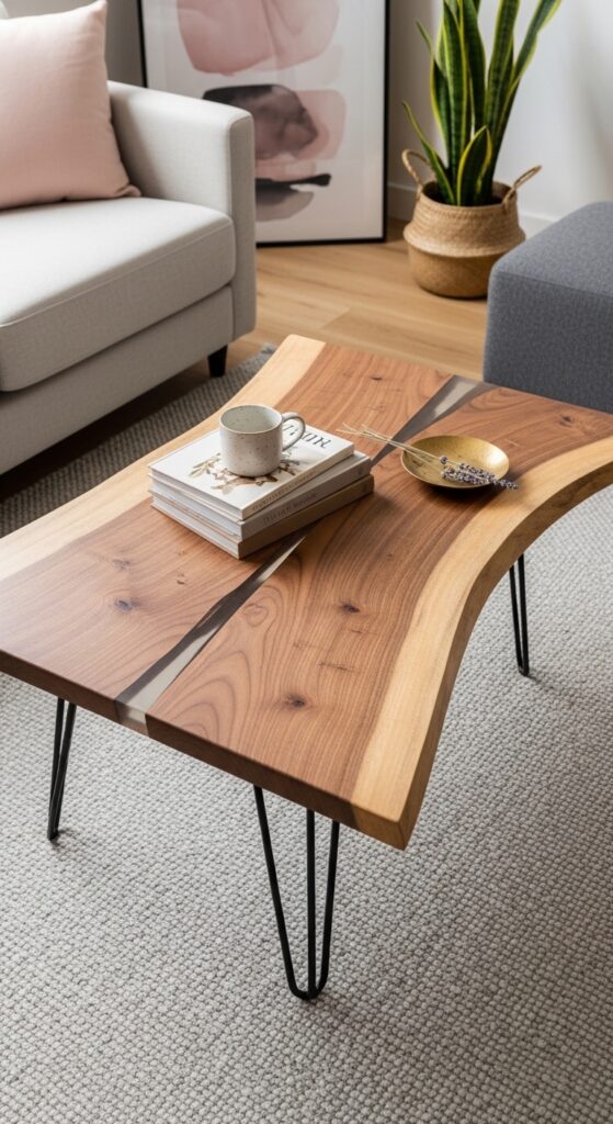 Sculptural Wood Coffee Table with Organic Shape