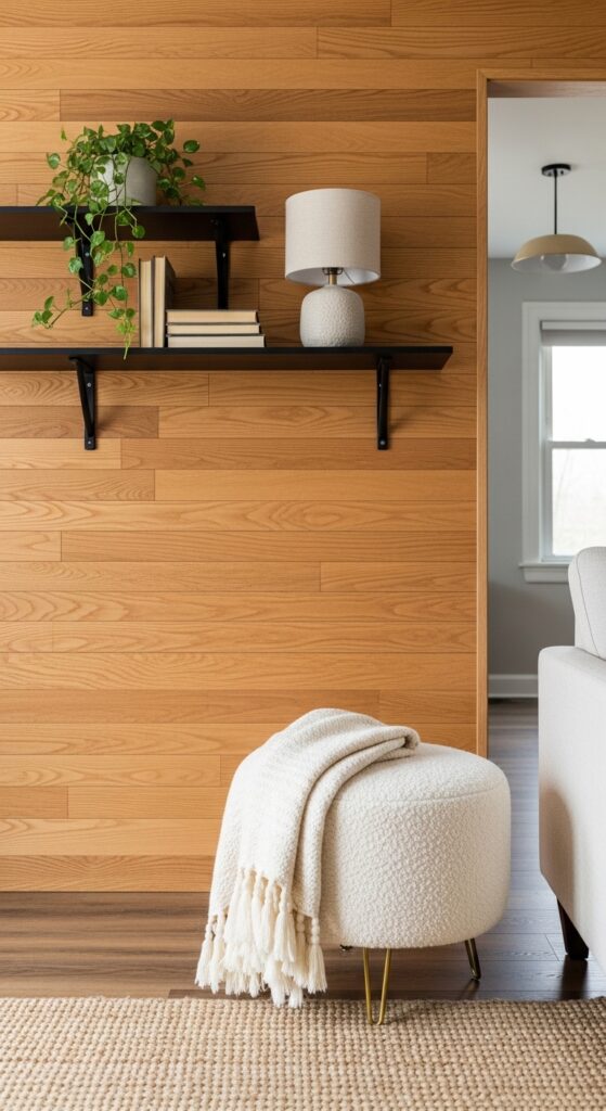 Wood-Paneled Accent Walls in Horizontal Planks